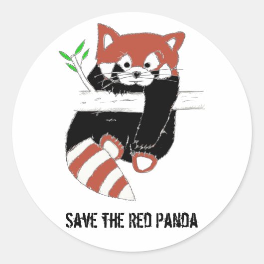 Red de Red Panda aka FireFox Ronde Sticker (Voorkant)