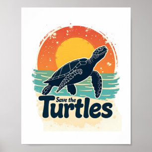 Red de Schildpadden Dierenrechten Zee Schildpad Re Poster