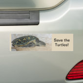Red de schildpadden! Handgetrokken ontwerp Bumpersticker (Op auto)