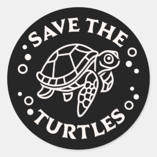 Red de schildpadden in het mariene natuurbehoud ronde sticker