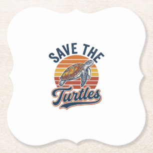 Red de Schildpadden Vintage Zee Schildpad T-Shirt Kartonnen Onderzetters