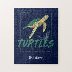 Red de schildpadden voor een meisje dat gewoon van legpuzzel