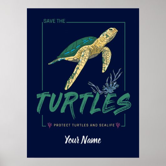 Red de schildpadden voor een meisje dat gewoon van poster (Voorkant)