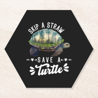 Red de Turtles Milieubescherming Oceaan Kartonnen Onderzetters