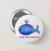 Red de walvissen! ronde button 5,7 cm (Voorkant /achterkant)