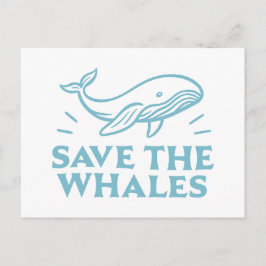 Red de walvissen schattige retro esthetiek briefkaart