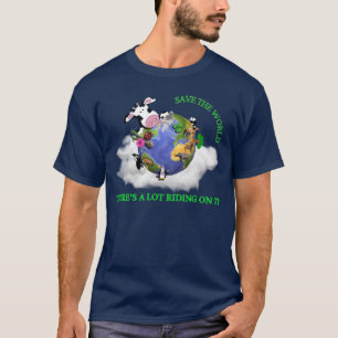 Red de wereld (marine) t-shirt