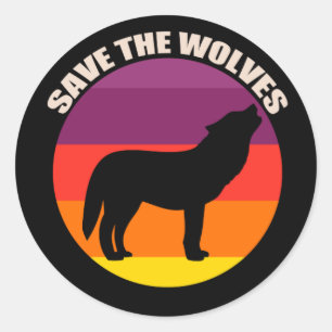 Red de wolven ronde sticker