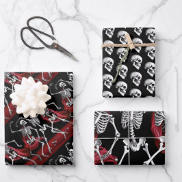 Red Death Dancing Skeletten Gotische bruiloft Inpakpapier Vel