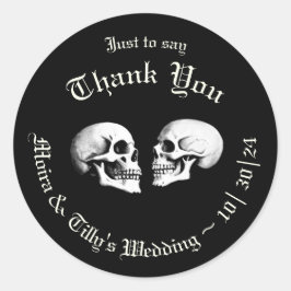 Red Death Dancing Skeletten Gotische bruiloft Ronde Sticker