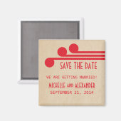 Red Deco Chic Save the Date Magnet Magneet (Voorkant / Achterkant)