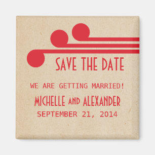 Red Deco Chic Save the Date Magnet Magneet