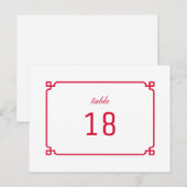 Red Deco Chic Table Number Briefkaart (Voorkant / Achterkant)