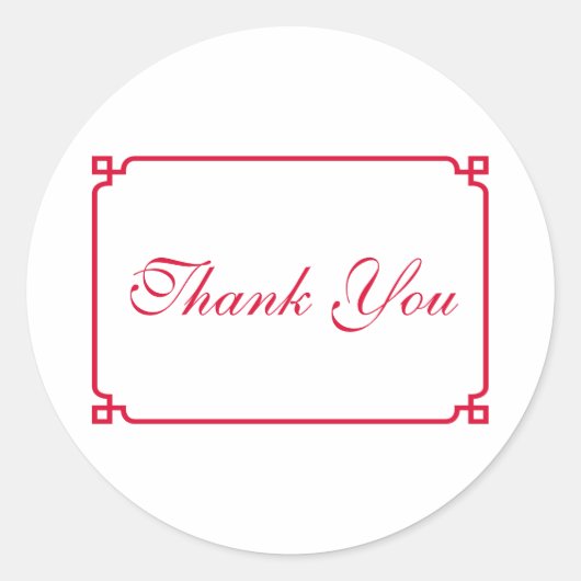 Red Deco Chic Wedding Bedankt Ronde Sticker (Voorkant)