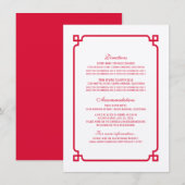 Red Deco Chic Wedding Info Kaart (Voorkant / Achterkant)