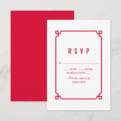 Red Deco Chic Wedding RSVP (Devant / Derrière)