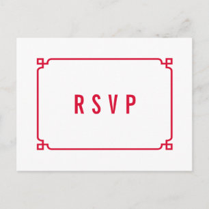 Red Deco Chic Wedding RSVP Briefkaart