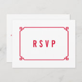 Red Deco Chic Wedding RSVP Briefkaart (Voorkant / Achterkant)