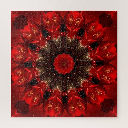 Red Decorative Floral Jigsaw Puzzle (Vertical)