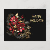 Red Decorative Flowers Holiday Briefkaart (Voorkant)
