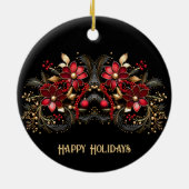Red Decorative Flowers Holiday Ornament (Achterkant)