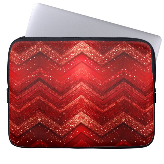 Red Decorative Glitter Laptop Sleeve (Voorkant)