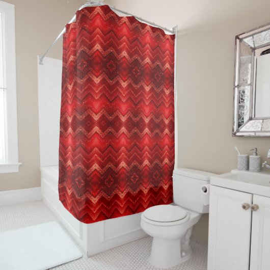Red Decorative Glitter Shower Curtain Douchegordijn (In situ)
