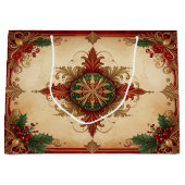 Red Decorative Holiday Gift Bag Groot Cadeauzakje (Voorkant)