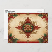 Red Decorative Holiday Postcard Briefkaart (Voorkant / Achterkant)