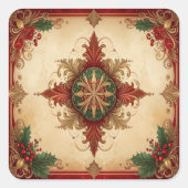 Red Decorative Holiday Sticker (Devant)