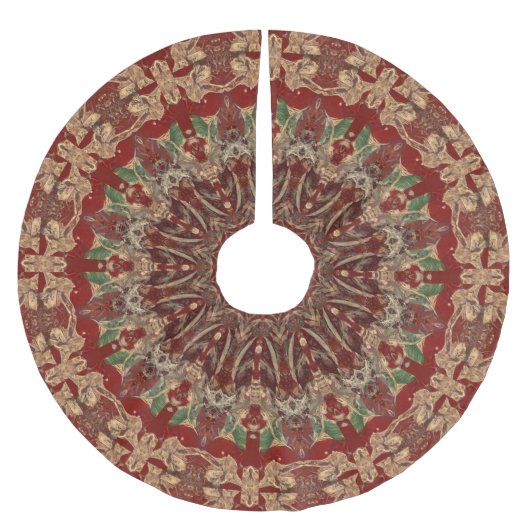 Red Decorative Tree Skirt Kerstboom Rok (Voorkant)