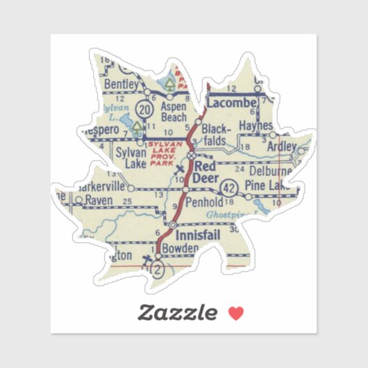 Red Deer Alberta  kaart Sticker (Vel)