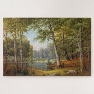 Red Deer beroemd gemaakt door The Forest Pond Legpuzzel