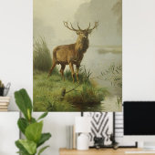 Red Deer schilderij Poster (Thuiskantoor)