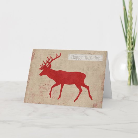 Red Deer Silhouette Birthday Card Kaart (Voorkant)