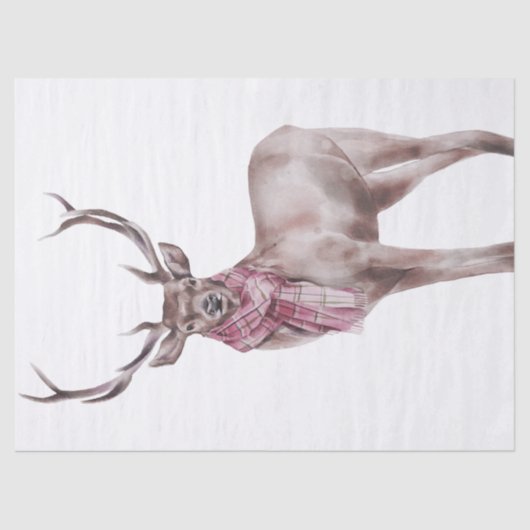 Red Deer Tartan Scalf Waterverf Tissuepapier (Voorkant)
