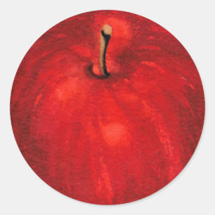 'Red Delicious' Waterverf Apple Ronde Sticker