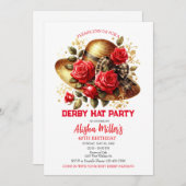 Red Derby Casquette Roses Invitation de fête d'ann (Devant / Derrière)