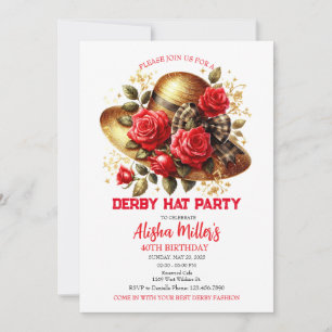 Red Derby Casquette Roses Invitation de fête d'ann
