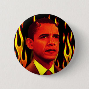 Red Devil Barack Obama The Anti-Christus Ronde Button 5,7 Cm