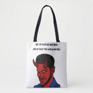Red Devil Demon Man Lucifer Hell citeert Art Draagtas