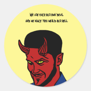 Red Devil Demon Man Lucifer Horror Gothic Art Ronde Sticker