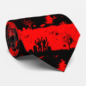Red Devil en Black Halloween Nightmare Stripes Stropdas (Opgerold)
