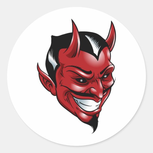 Red Devil Ronde Sticker (Voorkant)