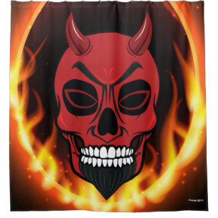 Red Devil Skull Skeleton Douche rideau Décor