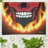 Red Devil Skull Squelette Demon Serviette de cuisi (Plié)