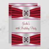 Red Diamond 40th Birthday Party Invitation (Devant / Derrière)