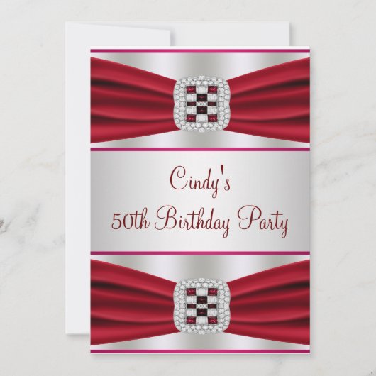 Red Diamond 50th Birthday Invitation (Devant)