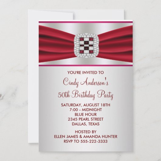 Red Diamond 50th Birthday Invitation (Dos)