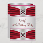 Red Diamond 50th Birthday Invitation (Devant / Derrière)
